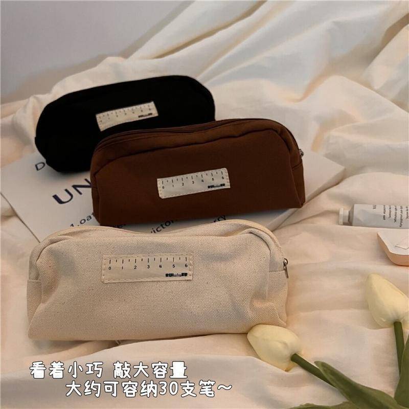 ⭐ iLado ⭐  Hộp đựng bút chì học sinh hộp bút chì màu đặc đen / trắng / nâu cute túi nilong chủ đề nhân vật túi zip nhỏ hộp vải đựng đồ Hộp đựng hộp bút hologram bút cute bọc zip tiểu an văn phòng phẩm Đa Dụng túi đựng đồ dùng cá nhân hình