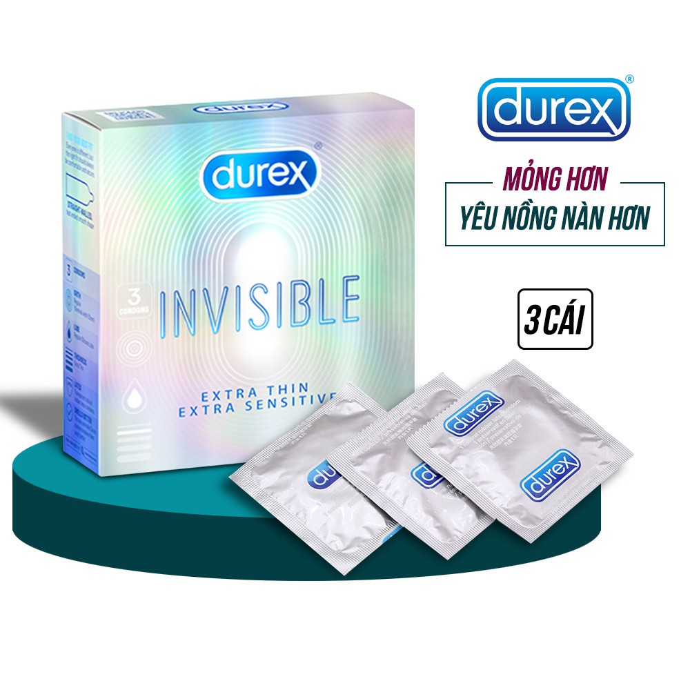 Bao Cao Su DUREX iNVSiBLE 1 Hộp 3 Cái, Bcs cao cấp, Siêu Mỏng, Ôm Sát - Tạo Cảm Giác Chân Thật và Thăng Hoa