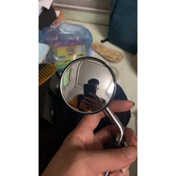 Gương chiếu hậu cầu lồi mini  gắn xe máy lắp cho mọi dòng xe chân 10mm màu xanh đen trắng đỏ trang trí xe