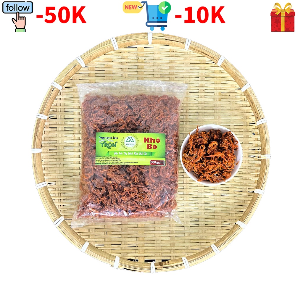 Khô Bò SỢI ĐỎ Như Bình (500gr) Dùng Làm Nguyên Liệu Bánh Tráng Trộn Thơm Ngon Đậm Vị BÁN BAO ĐẮT HÀNG