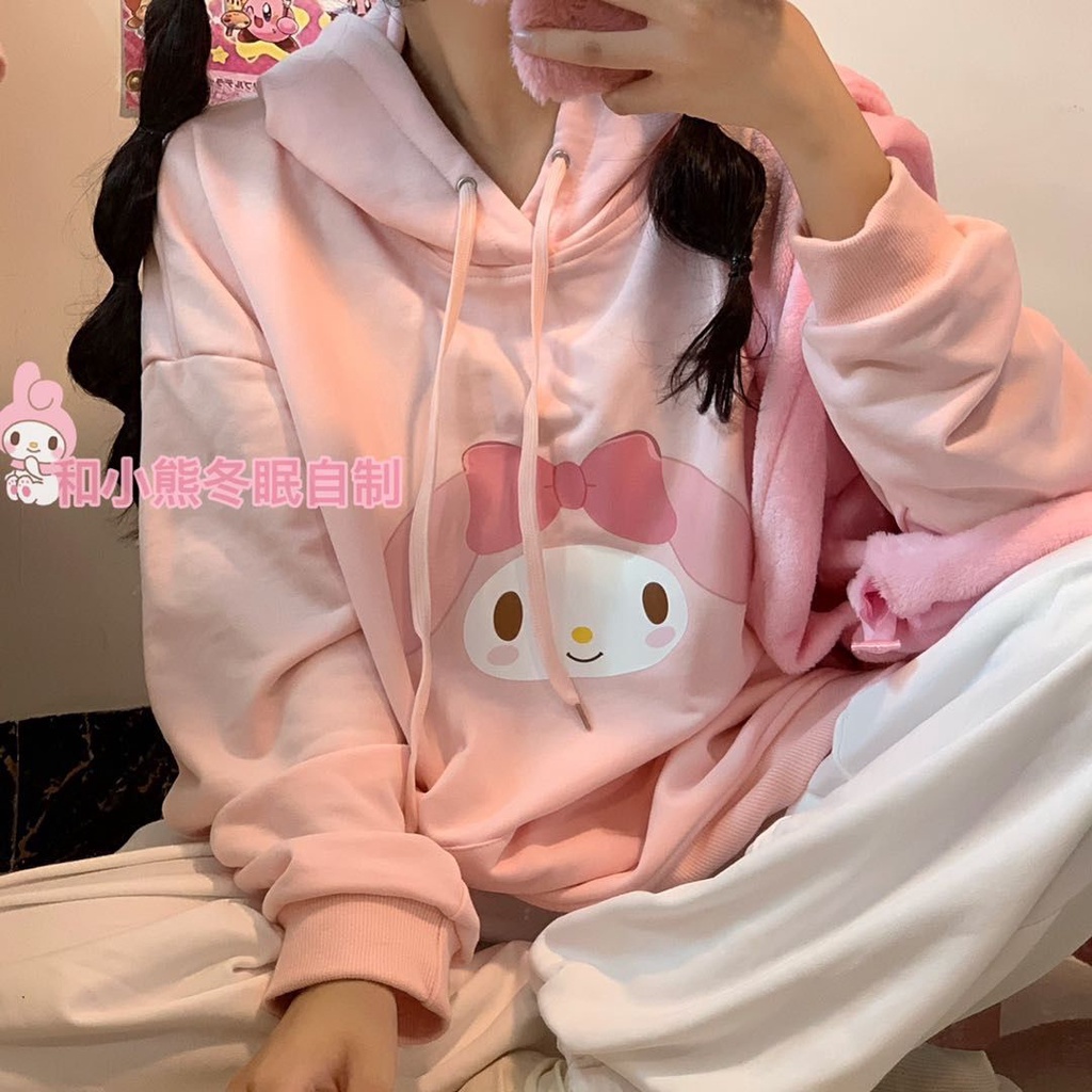 ✦Đầu Chó Cinnamon✦Áo Sweater Dáng Rộng Dày Dặn Mềm Mại In Hoạt Hình Melody Kiểu Nhật Bản Thời Trang Thu Đông Cho Nữ