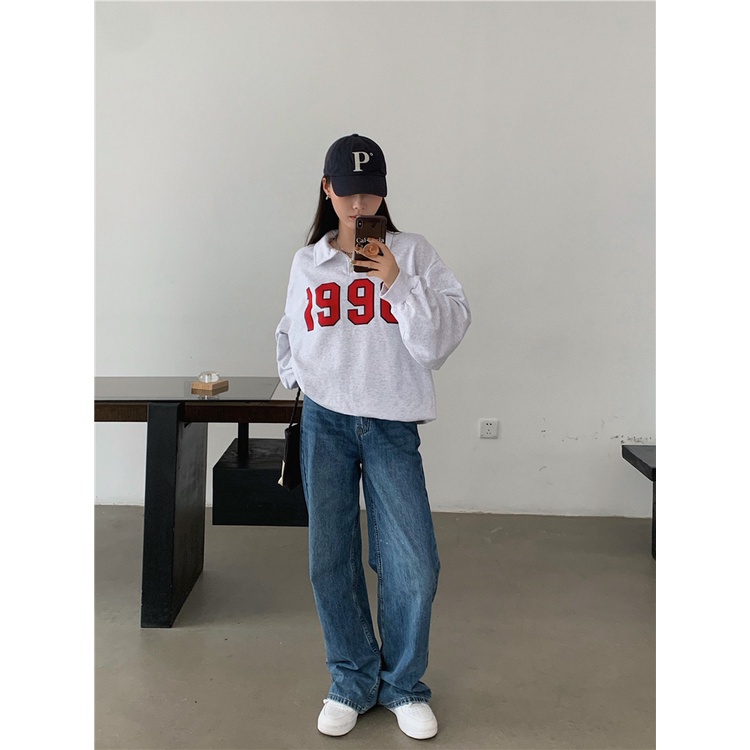 Áo Thun Nữ Dài Tay Cổ Bẻ Thời Trang Hàn | BigBuy360 - bigbuy360.vn