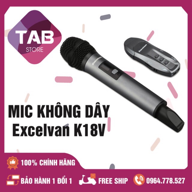 Mic Karaoke Không Dây Excelvan K18V - Bảo Hành 6 Tháng