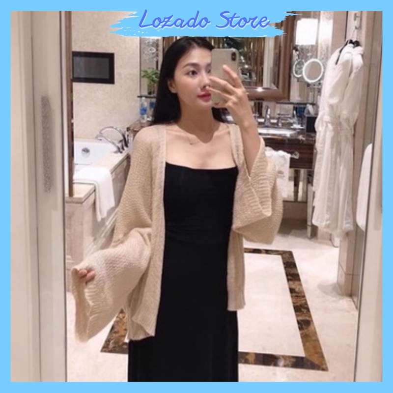 Áo khoác cardigan mỏng LOZADO áo khoác ngoài mặc đi biển mặc mùa thu đông phong cách Hàn Quốc A275
