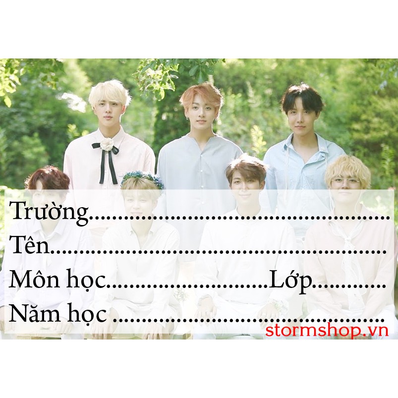 Nhãn vở In Hình IDOL, cá nhân, tập thể theo yêu cầu (combo 40 nhãn vở)
