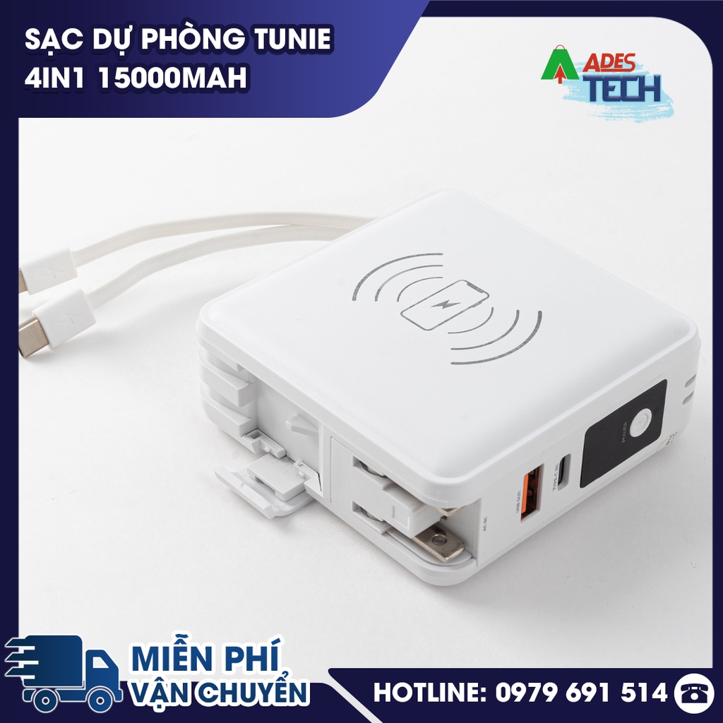 Sạc Dự Phòng Tunie 4in1 10,000 mah & 15000 mAh ver 1 / ver 1.5 | Hỗ Trợ Sạc Nhanh | Kèm Cáp Sạc | Sạc Không Dây