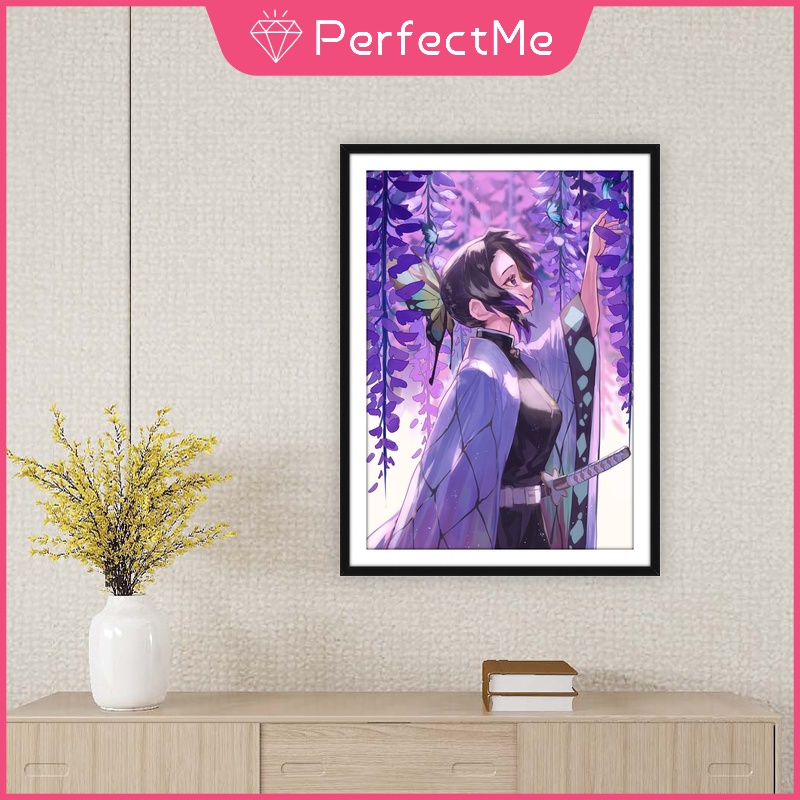 Tranh Đính Đá 5D Tự Làm Hình Anime Demon Slayer 30x40cm