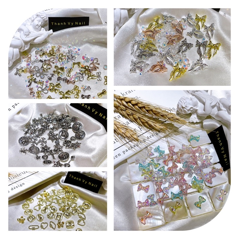 Charm Nail, Sét Phụ Kiện Charm Gắn Móng Phong Cách Hàn Quốc [Thanh Vy Nail]