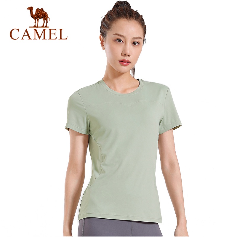 Áo thun thể thao Camel tay ngắn dáng rộng thoáng khí khô nhanh cho nữ