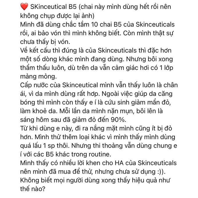 SERUM B5 HYDRATING SKINCEUTICAL- PHỤC HỒI THẦN THÁNH