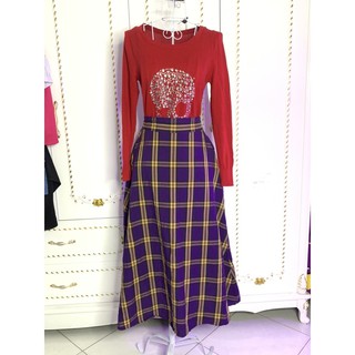 chân váy caro dáng xoè dài chuẩn sz S bản lưng 5cm phía sau là lưng thun