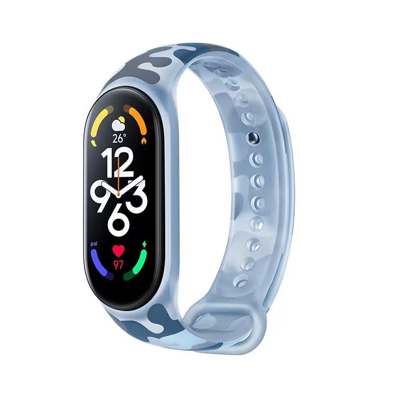 Dây Đeo Silicon Mềm Họa Tiết Rằn Ri Nhiều Màu Cho Đồng Hồ Thông Minh Xiaomi Miband Mi Band 3 4 5 6 7