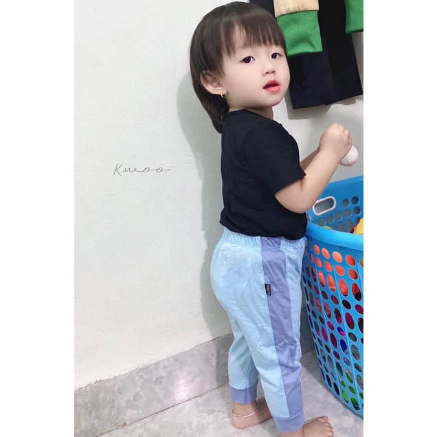 Quần dài thun lạnh phối kẻ thể thao cho bé trai/gái