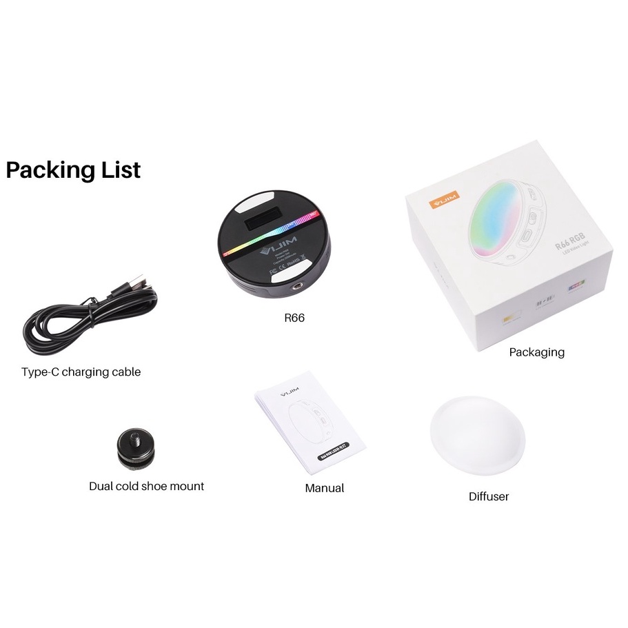 ULANZI R66 RGB  - HÀNG CHÍNH HÃNG - Đèn LED đổi màu RGB | 20 hiệu ứng đặc biệt | Pin 2000mAh