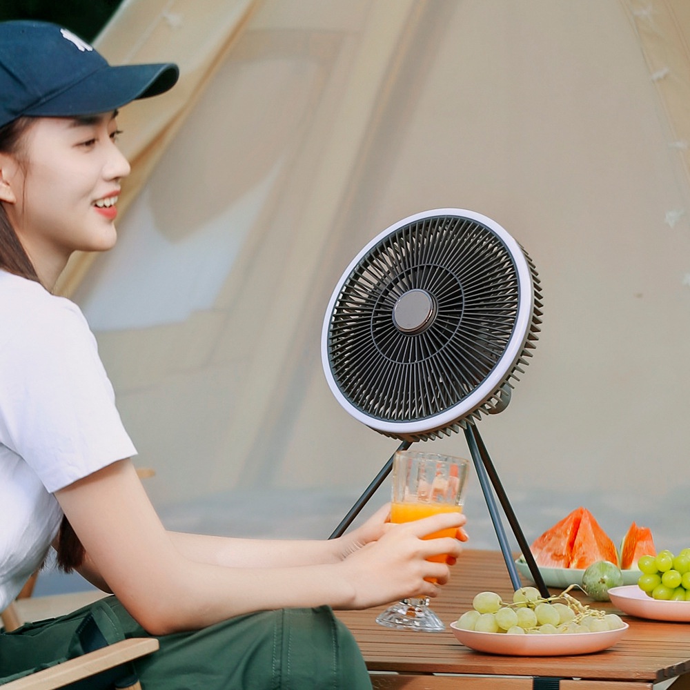 YouPin Quạt tích điện 10000mah,4000mah đa năng có giá 3 chân để bàn treo tường kết hợp đèn led và sạc dự phòng