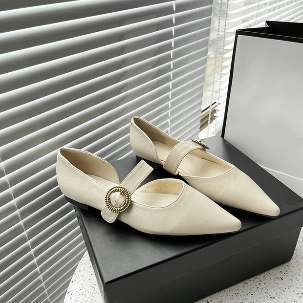 Giày lười quai ngang mũi nhọn, giày búp bê quai ngang