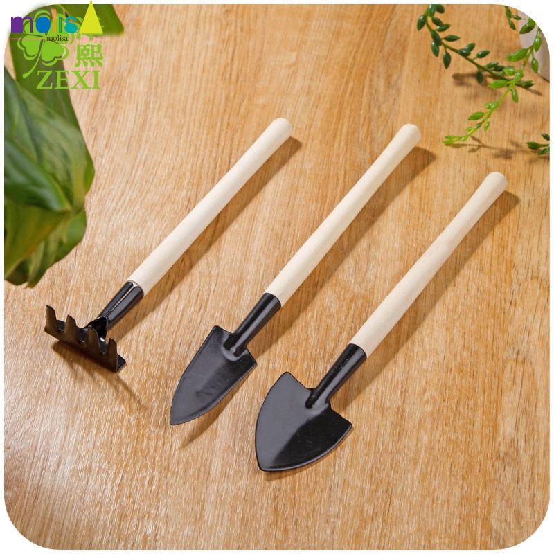 SẴN SÀNG 3 Cái/bộ Mini Tay Cầm Bằng Gỗ Xẻng Làm Vườn Cào Cây Trồng Trong Chậu Các Công Cụ Bảo Trì-molisa