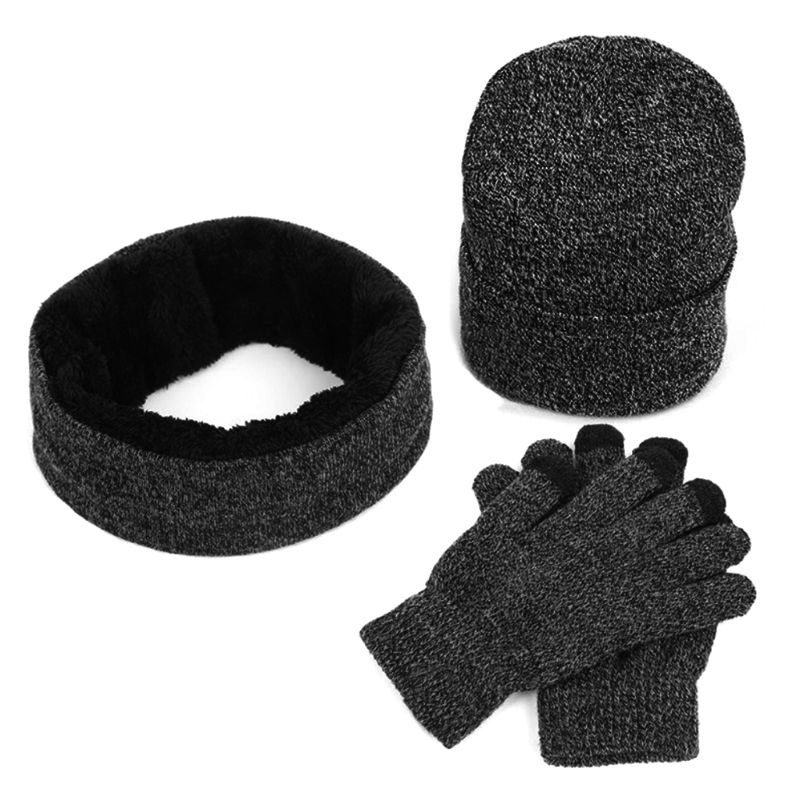Khăn Choàng Dệt Kim + Găng Tay + Mũ Giữ Ấm Mùa Thu Đông Cho Nam Nữ
