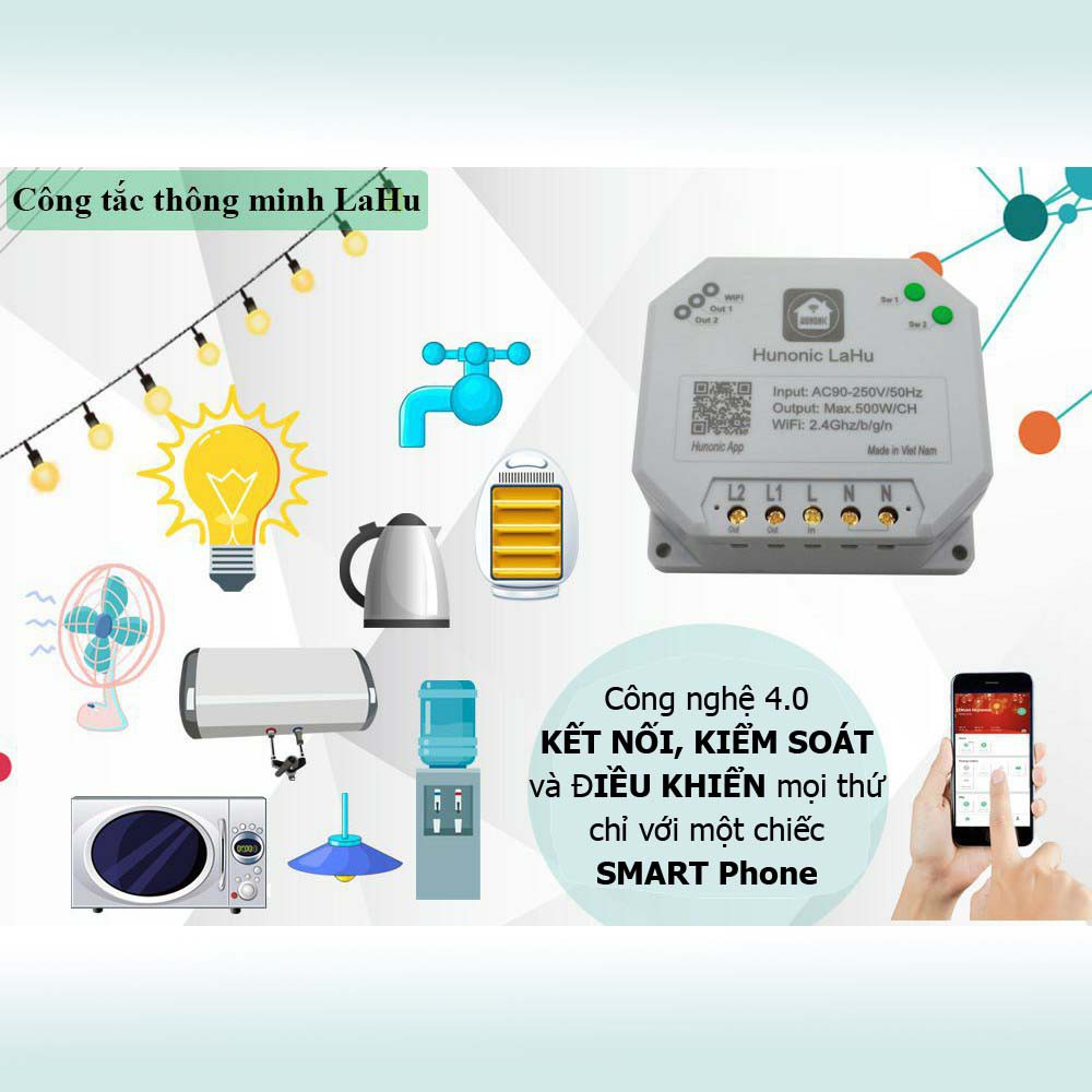 Công tắc thông minh ĐIỀU KHIỂN TỪ XA bằng điện thoại (Công nghệ 4.0) - HẸN GIỜ + BẬT TẮT TỪ XA [HÀNG CHÍNH HÃNG]