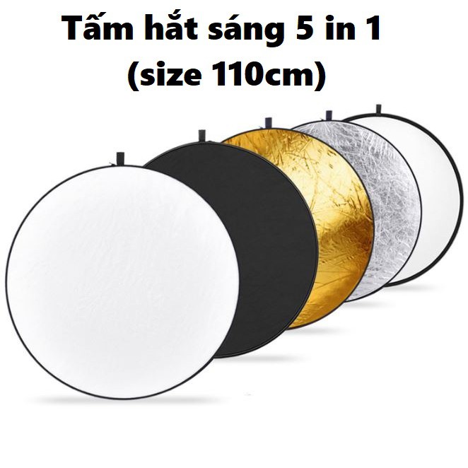 Tấm hắt sáng tròn 5 trong 1 gấp gọn tiện lợi cho cả chụp ảnh ngoại cảnh/studio size 110cm