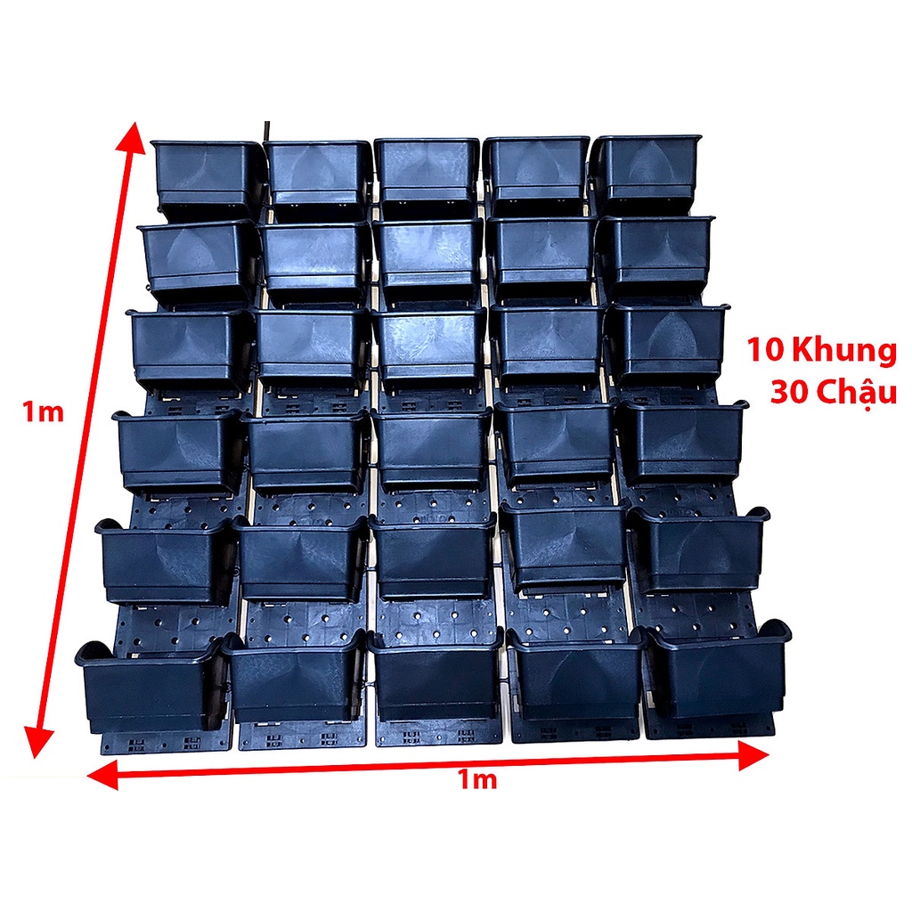 Bộ 4 modul HOLO chậu nhựa vườn trên tường  đứng trồng rau, hoa, cảnh quan.