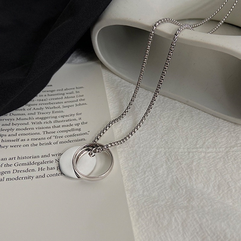 Vòng cổ unisex cá tính mặt chiếc nhẫn phong cách Hiphop cho nam nữ, dây chuyền unisex chiếc nhẫn