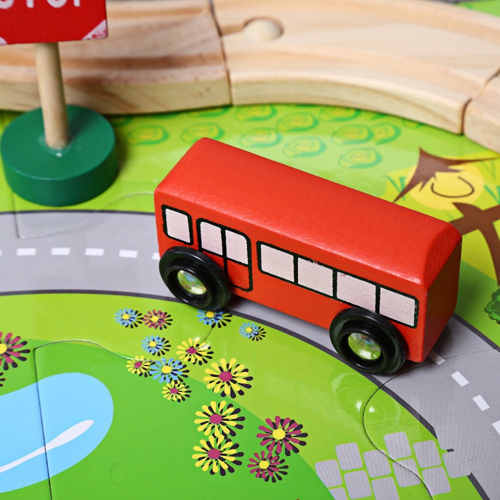 [Hot]-[ Siêu Khuyến Mại] - Bộ Đồ Chơi Lắp Ghép Mô Hình Thành Phố 62 Chi Tiết Bằng Gỗ