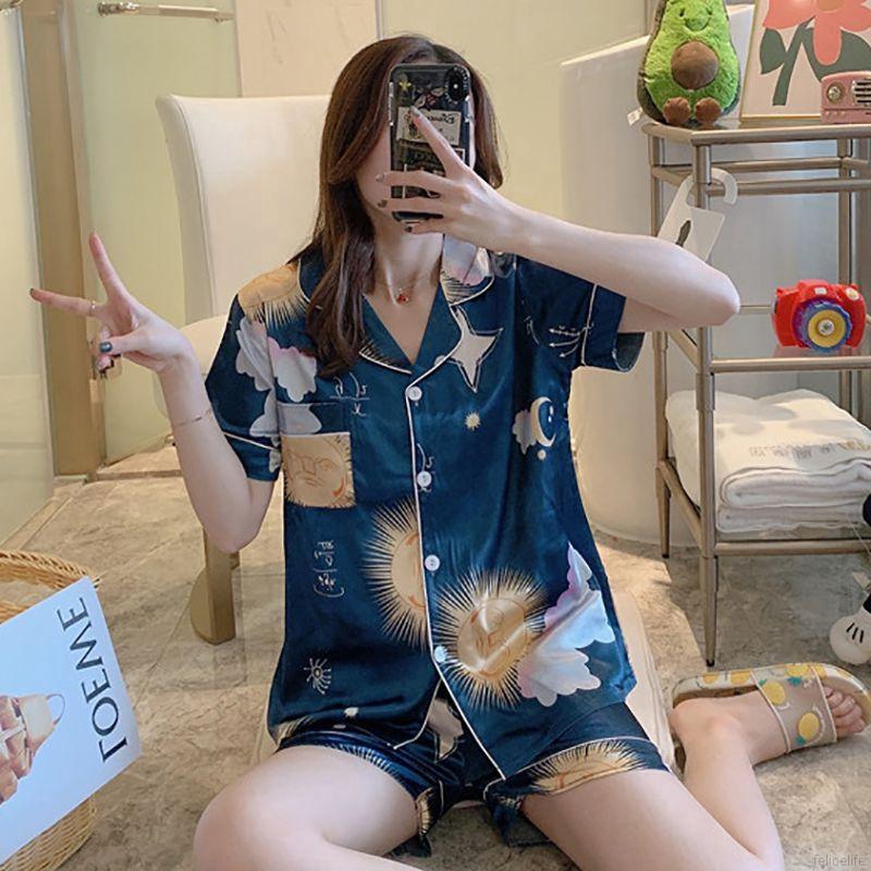 Bộ Đồ Ngủ Ngắn Tay In Họa Tiết Dâu Tây Xinh Xắn Dành Cho Nữ