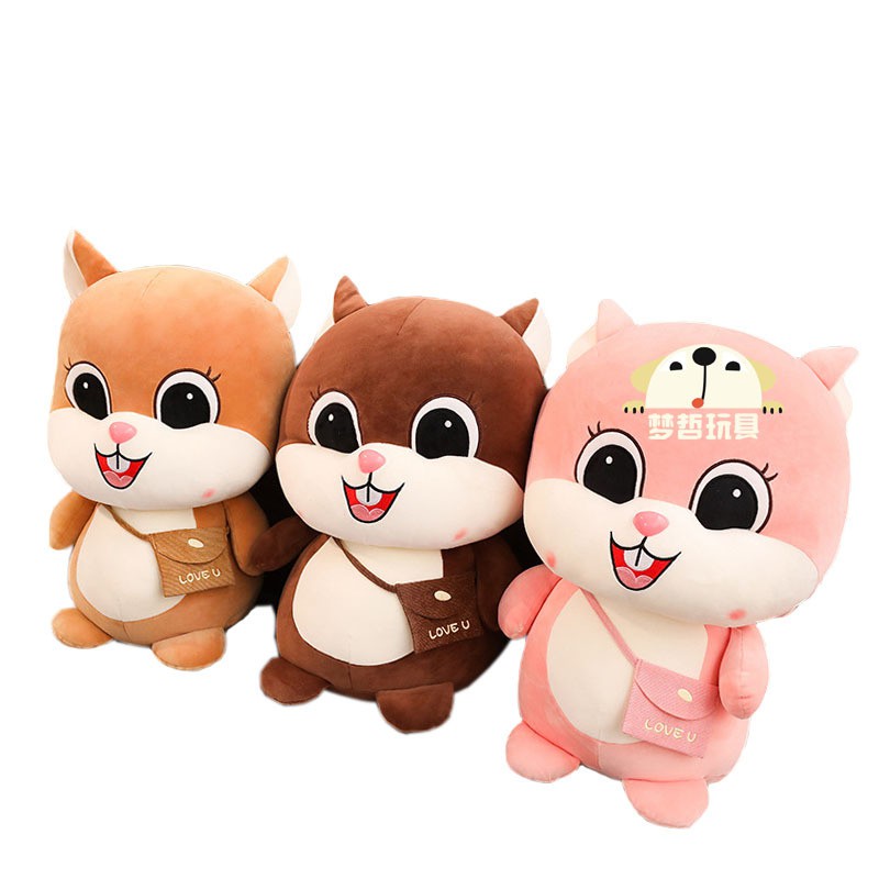 Ba Lô Nhồi Bông Cotton Hình Sóc Hoạt Hình Sáng Tạo Cho Bé Gái