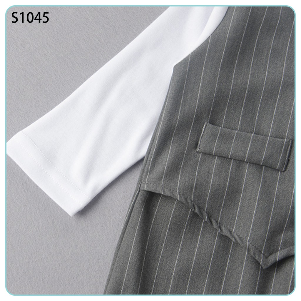 Set body gile bé trai sơ sinh kẻ sọc kèm cà vạt sơ sinh 1 2 tuổi MINTSCLOSET Mint's Closet - s1045