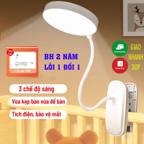 Đèn Học Kẹp Bàn Chống Cận Đèn Học Sạc Tích Điện Gấp Gọn 3 Chế Độ Sáng ĐÈN DAIKI