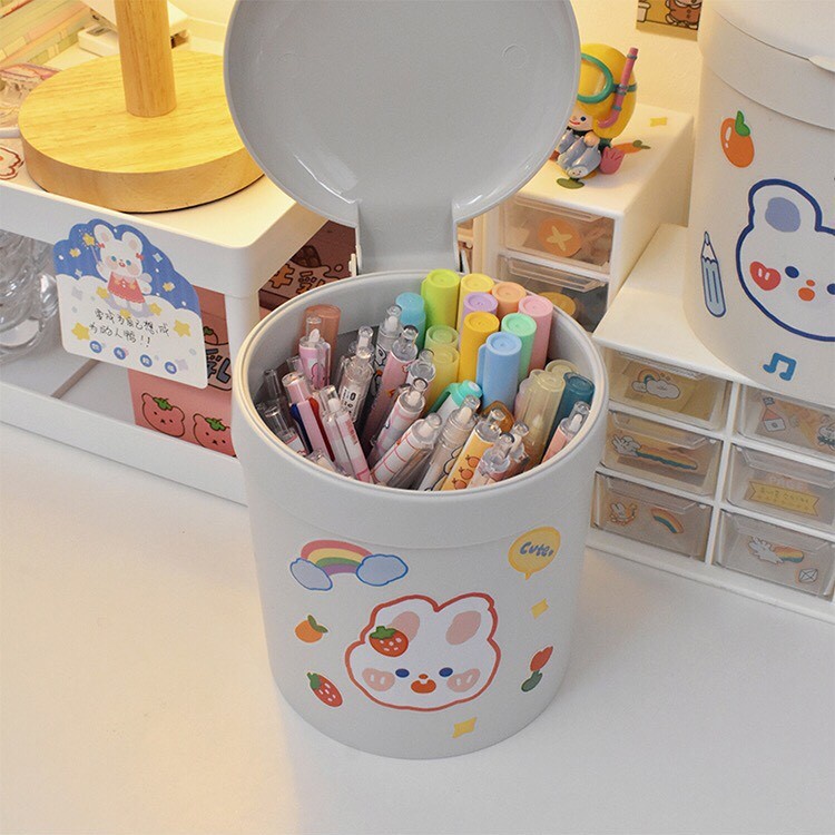 Thùng rác mini để bản, hộp đựng đồ đa năng, ống cắm bút phong cách Hàn Quốc dễ thương Lynx Home