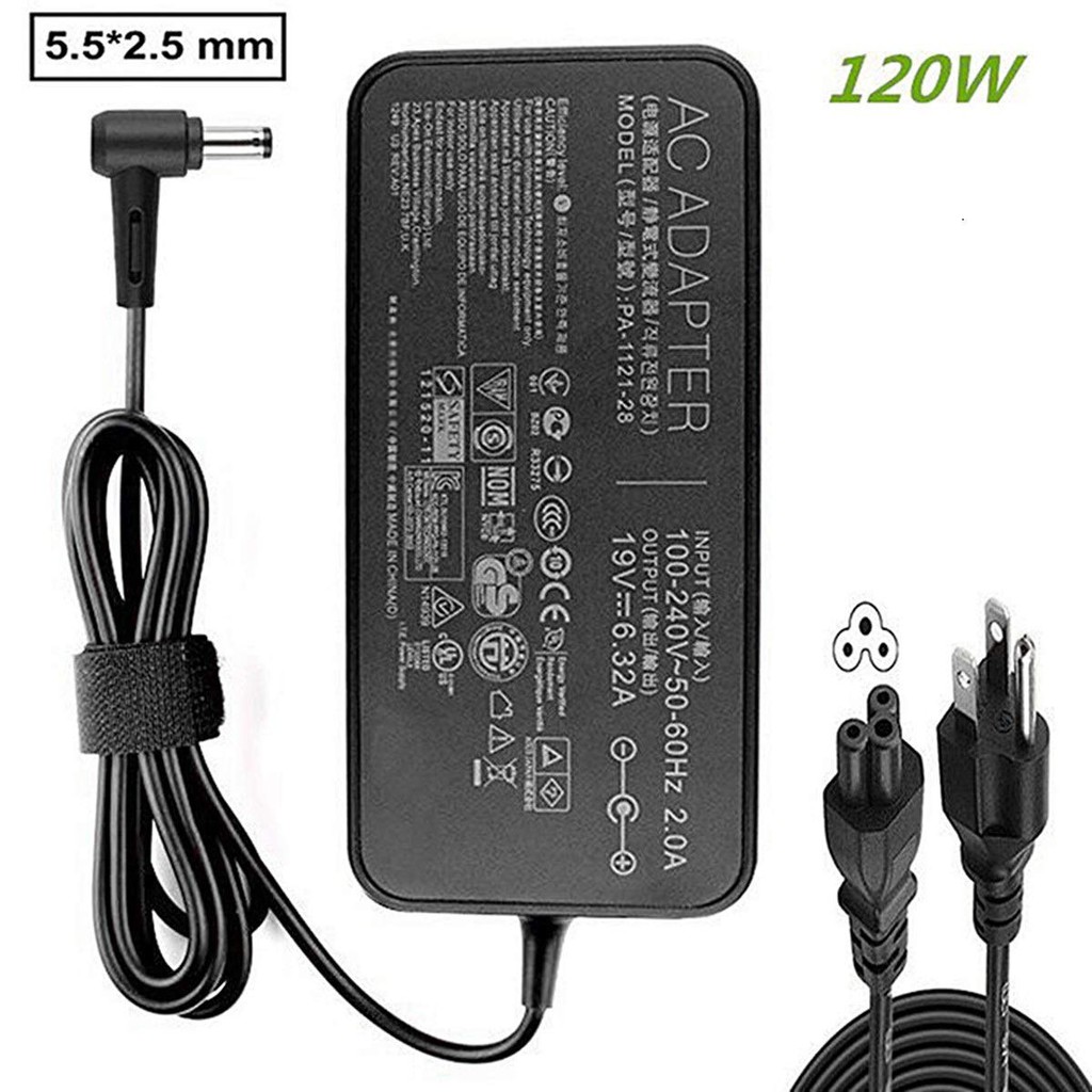 (ADAPTER) SẠC LAPTOP ASUS 19V-6.32A (120W) (Slim, Đầu thường) kích thước đầu ghim (5.5 x 2.5 mm)