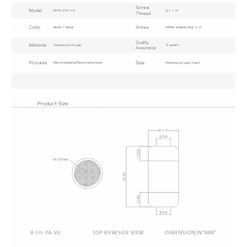 Hệ Thống Lọc Nước Bykski B-FIL-PA-V2 Double G1/4 Bằng Kim Loại + Acrylic Cho Máy Tính