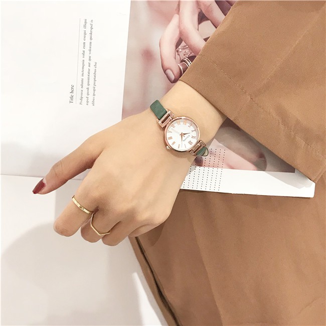 Đồng Hồ Nữ Ulzzang Mặt Nhỏ Dây Da Cao Cấp Mặt Số La Mã Nữ Tính Cho Học Sinh Sinh Viên