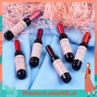 Son bóng MAN ZI MIAO cấp ẩm hình chai rượu vang 6 màu tùy chọn