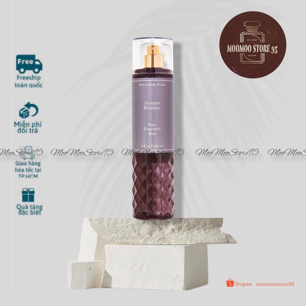 Xịt thơm toàn thân Bath & Body Works mùi Sweater Weather 236ml Full Size