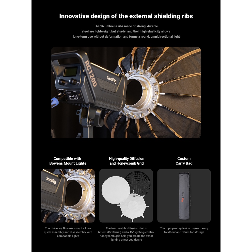 SmallRig RA-D55 Parabolic Softbox 3585 - Lồng Tản Sáng 55cm Dành Cho Đèn SmallRig RC120D/RC120B/RC220D/RC220B