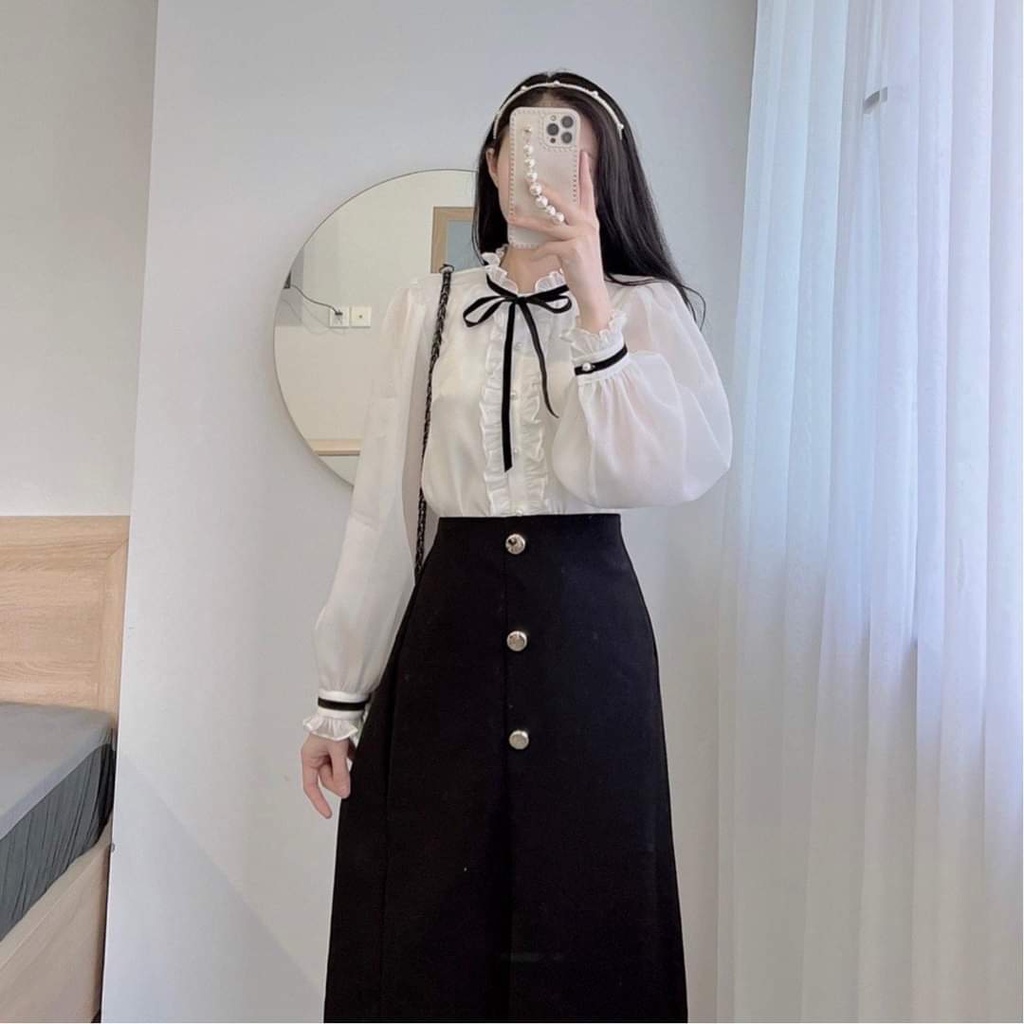 Áo sơ mi nữ công sở thời trang Suri,lụa trắng tay dài chất vải đẹp, Hàng Thiết Kế rất hiện đại-THANBEO