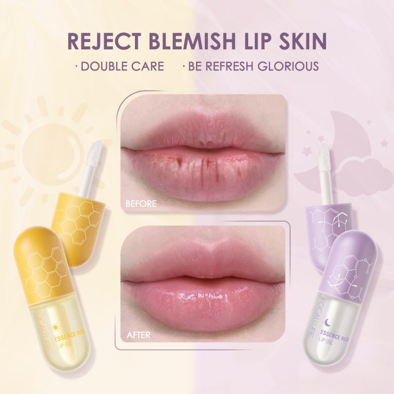 Dầu Dưỡng Môi FOCALLURE Mềm Mại Chống Thấm Nước Giảm Nếp Nhăn Đa Năng Dùng Cho Ngày Và Đêm