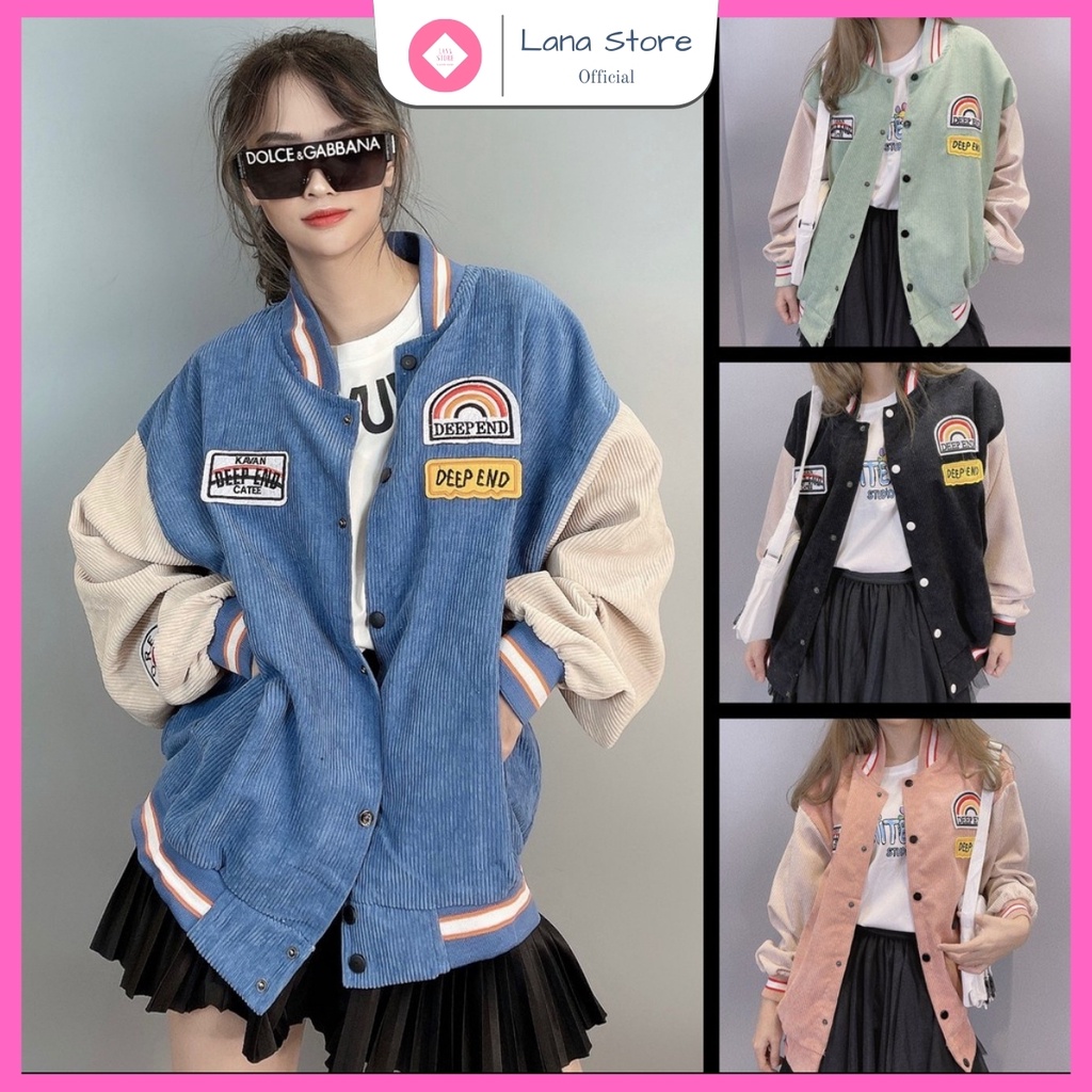 Áo Khoác Bomber Nhung DeepEnd Cầu Vòng Loai 1 Chất Đẹp Unisex Nam Nữ Có Video Thật