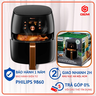 Nồi chiên không dầu PHILIPS HD9860/90 7.2lit cho 4-6 người sử dụng. Bảo hành 2 năm