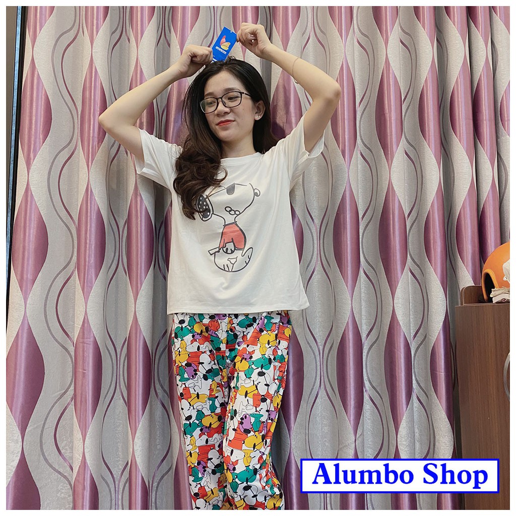 Bộ đồ cotton hoạt hình gấu pooh,chuột mickey,snoopy 👉 Đồ bộ ngủ mặc ở nhà