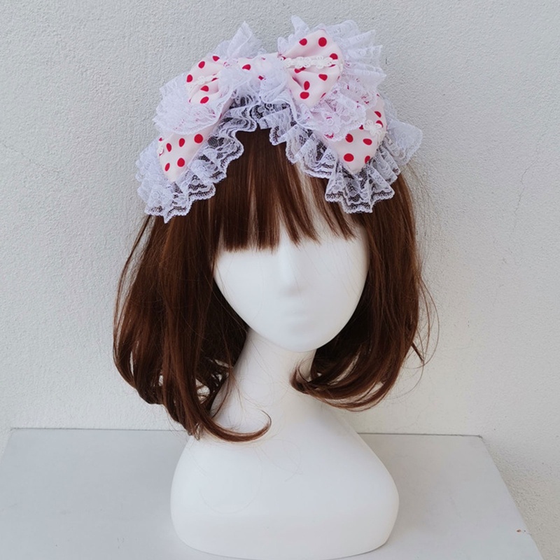 Băng Đô Cài Tóc Đính Nơ Ren Phong Cách Lolita Dễ Phối Đồ