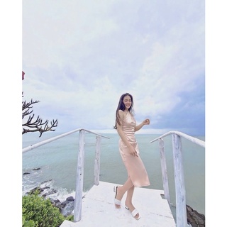 Đầm lụa cổ yếm sang trọng BYHUONG