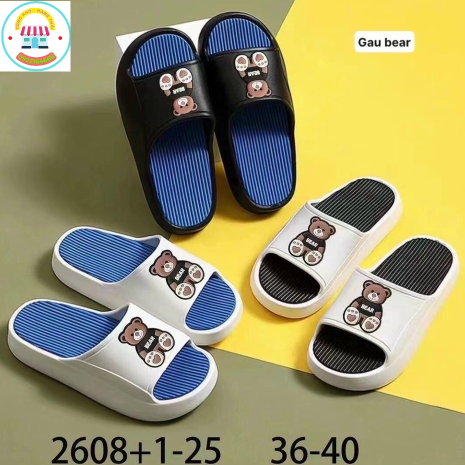 Dép Bánh Mì Hình Gấu Bear And Nam Nữ Đế Xốp Nhẹ Đế Cao 3CM Siêu Xinh Tổng Hợp Cao Cấp Bền Đẹp (TONGKHOHANGTHAI1)