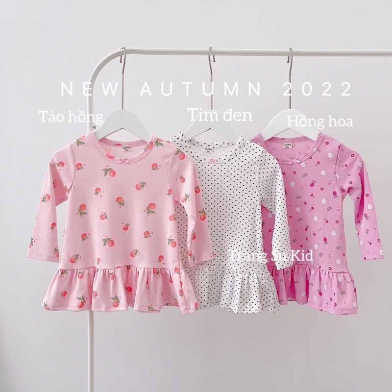 VÁY ĐUÔI CÁ DÀI TAY, VÁY COTTON THU ĐÔNG CHO BÉ GÁI.