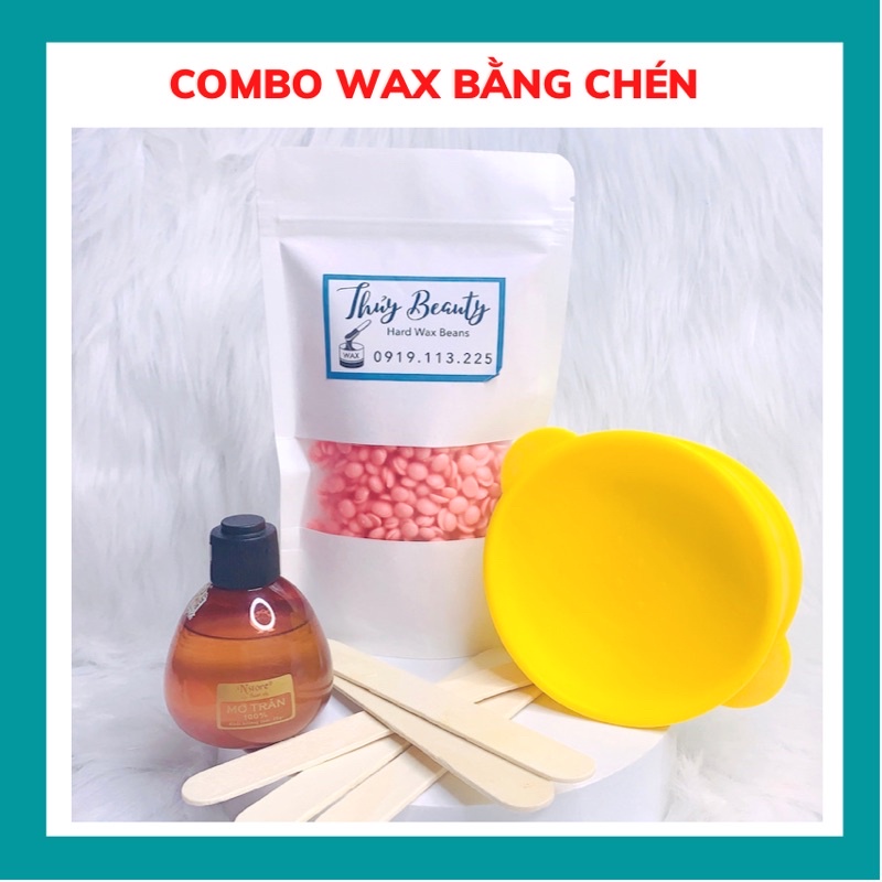 Combo Waxing bằng chén ⚡FREESHIP +  + QUE⚡  triệt lông body an toàn, siêu bám lông, không đau, dễ thực hiện