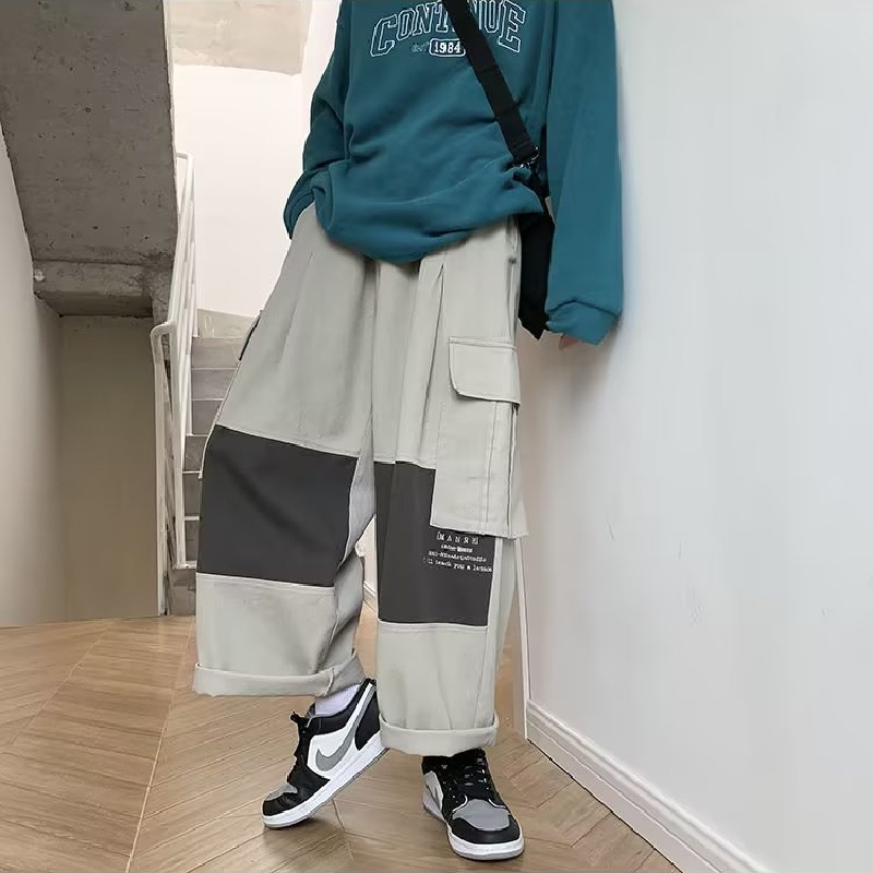 Quần Dài Dáng Rộng Phối Túi Lớn Thoải Mái Phong Cách Hip Hop Nhật Bản Cho Nam size M-3XL