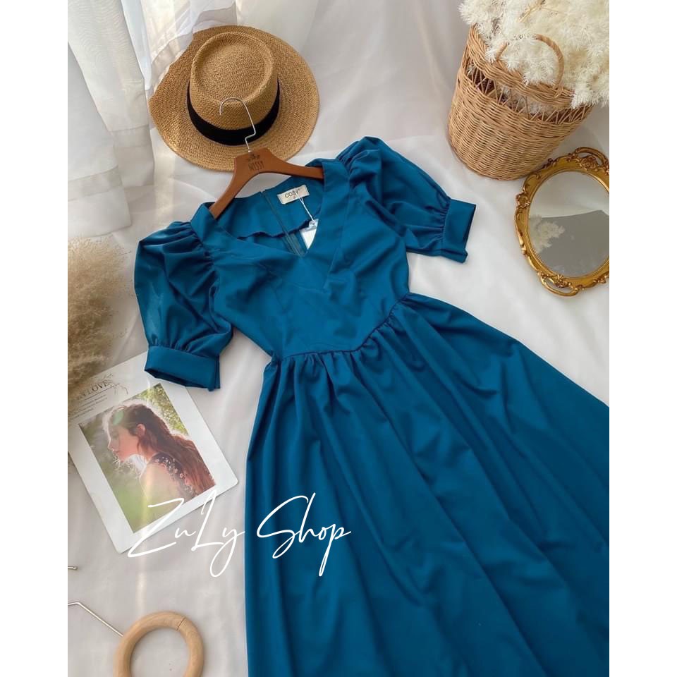 [KÈM QUÀ TẶNG] Váy xanh dáng xòe tay bồng siêu xinh zulyshop | BigBuy360 - bigbuy360.vn